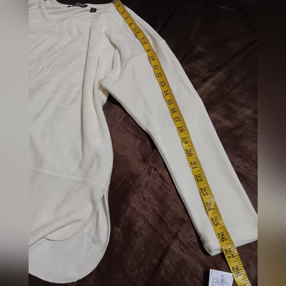 SNOSKINS Velvet Set Top-Pant Ivory SzM Pullover Vneck Elastic Waist Band Pants - Picture 8 of 16